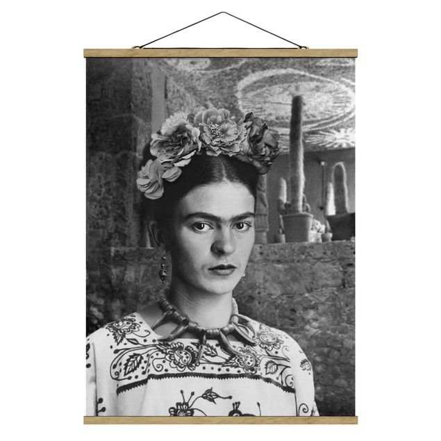 quadros em preto e branco Frida Kahlo Photograph Portrait With Cacti