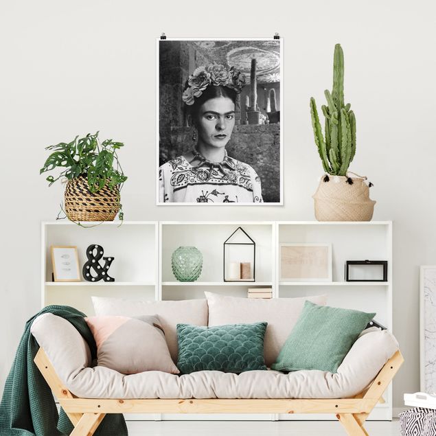 Posters quadros famosos Frida Kahlo Photograph Portrait With Cacti