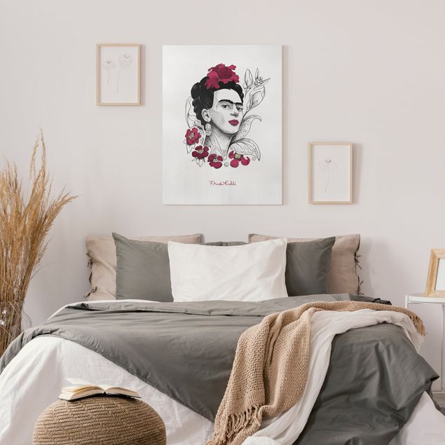 Quadros famosos Frida Kahlo Portrait With Flowers