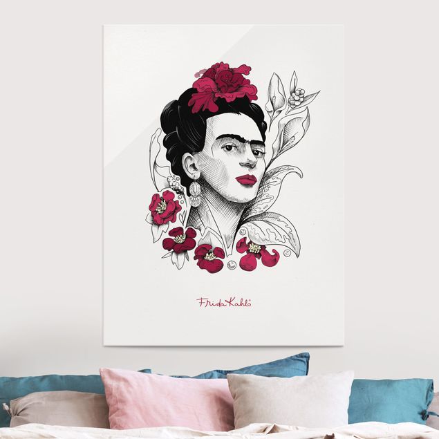 Quadros famosos Frida Kahlo Portrait With Flowers
