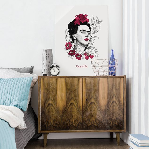 Quadros retratos Frida Kahlo Portrait With Flowers