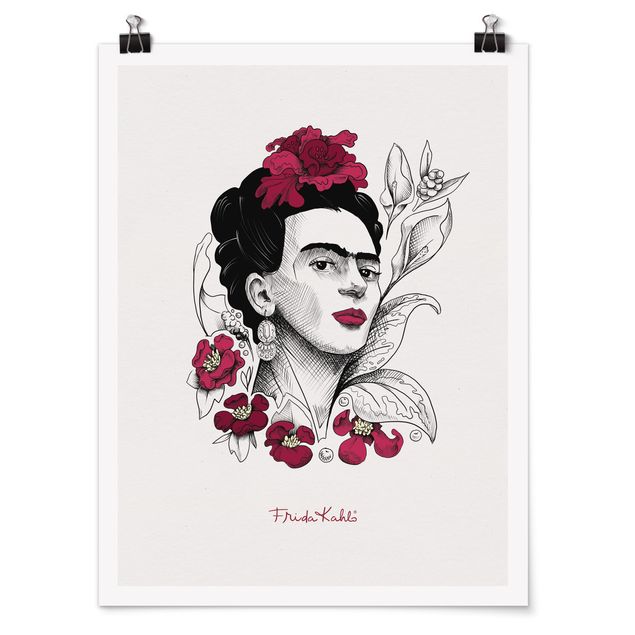 Quadros de Frida Kahlo Frida Kahlo Portrait With Flowers