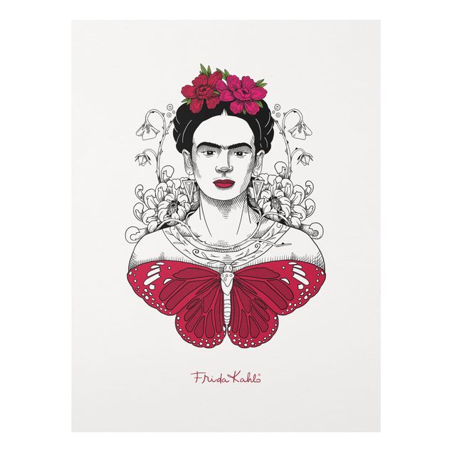 Quadros de Frida Kahlo Frida Kahlo Portrait With Flowers And Butterflies