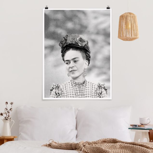 Posters em preto e branco Frida Kahlo Portrait
