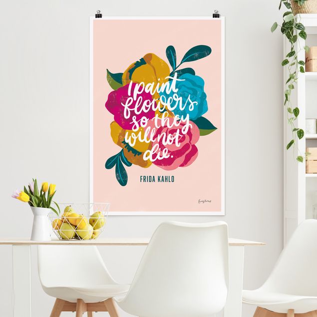 Posters frases Frida quote with flowers