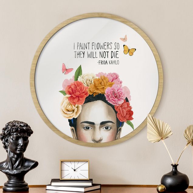 Quadros com moldura frases Frida's Thoughts - Flowers
