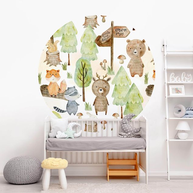 decoração quarto bebé Fox And Bear With Trees