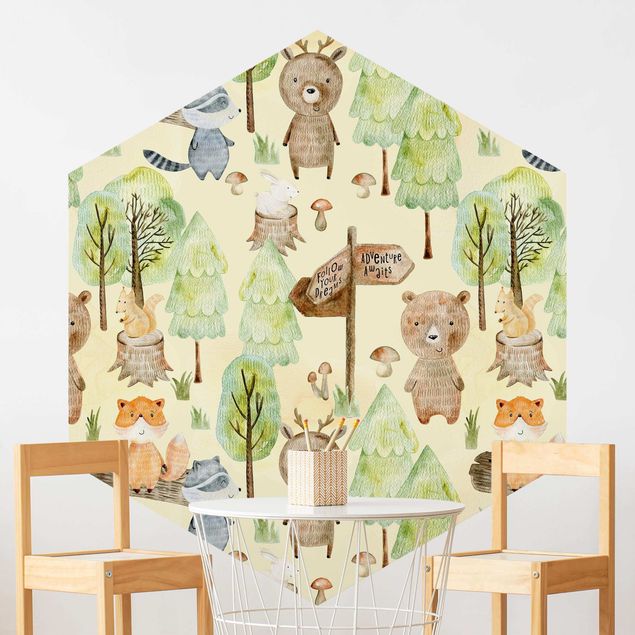 Decoração para quarto infantil Fox Forest Adventure Illustration