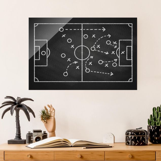 quadro decorativo futebol Football Strategy On Blackboard