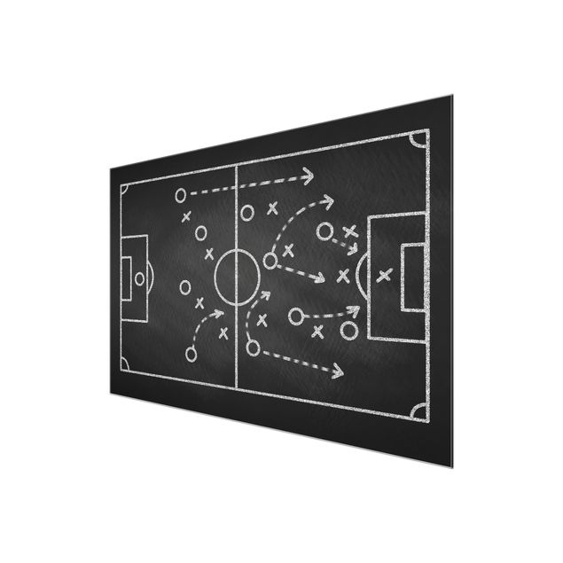 quadros preto e branco para decoração Football Strategy On Blackboard