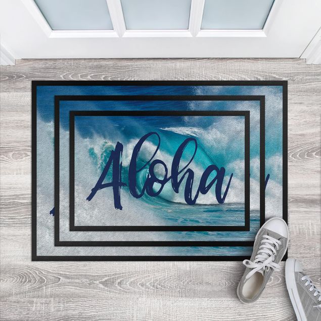 Tapetes de entrada com frases Aloha