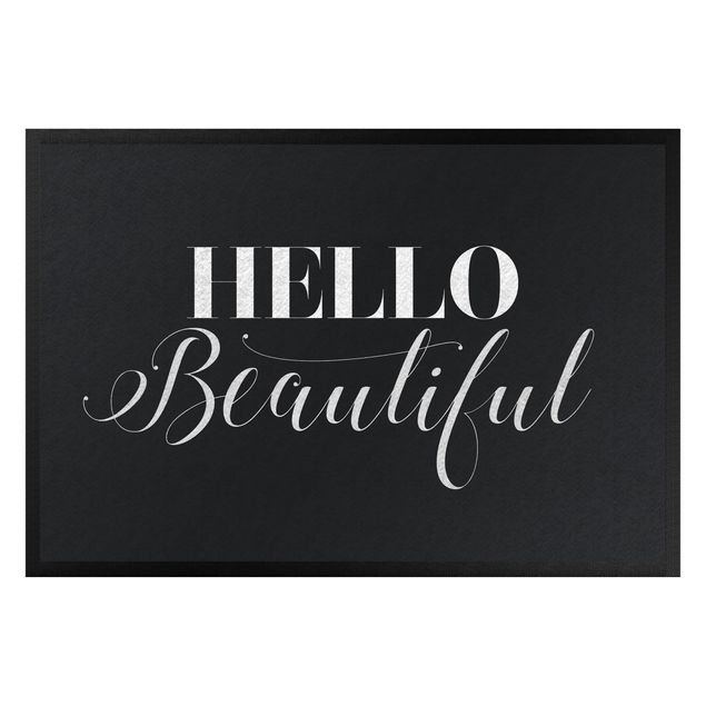 tapetes engraçados para porta de entrada Hello Beautiful