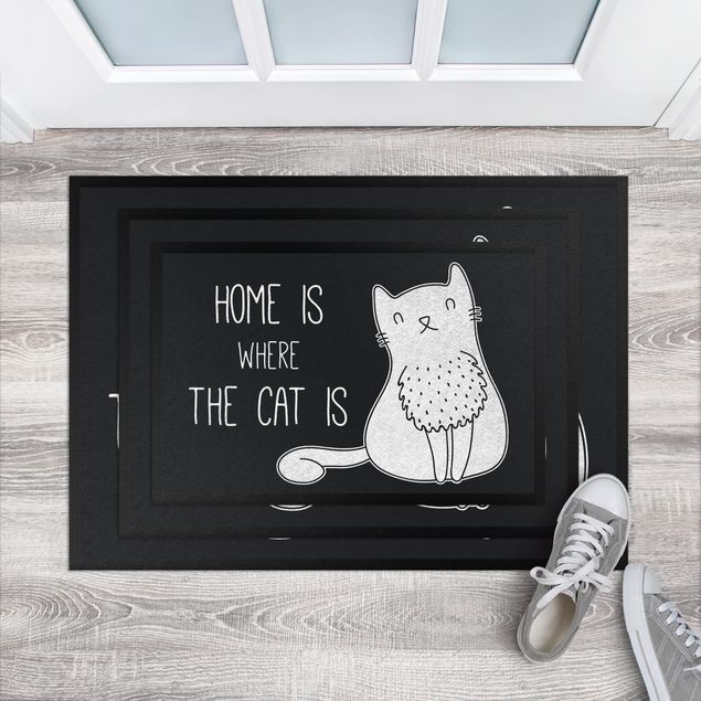 Tapetes de entrada com frases Home Is Where The Cat Is Ii