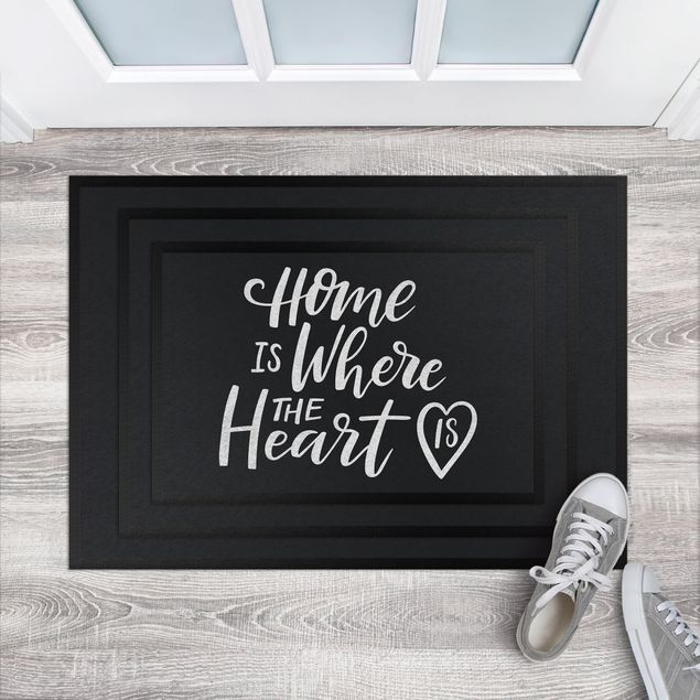 Tapetes de entrada com frases Home Is where the Heart Is