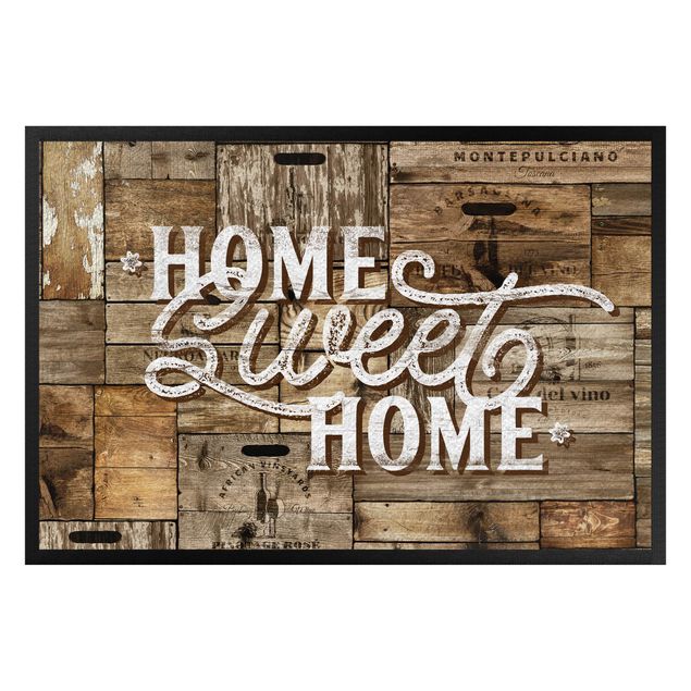tapetes de entrada engraçados Home sweet Home Wooden Panel
