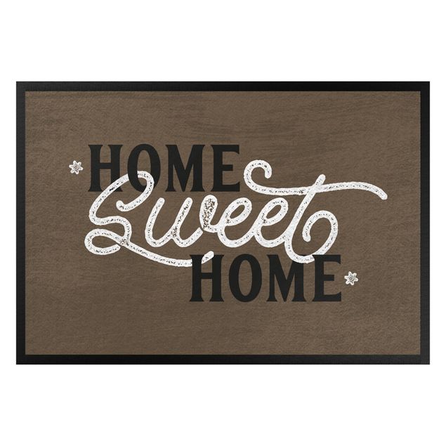 tapetes de entrada engraçados Home sweet Home shabby Brown