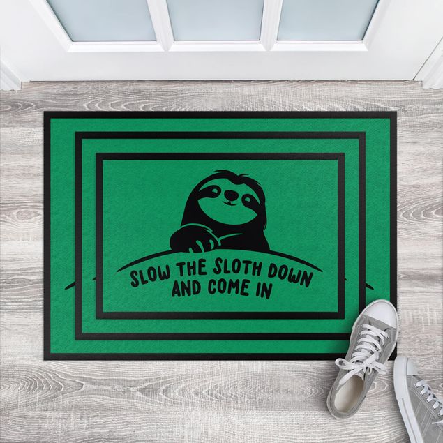Tapetes de entrada com frases Slow Down The Sloth