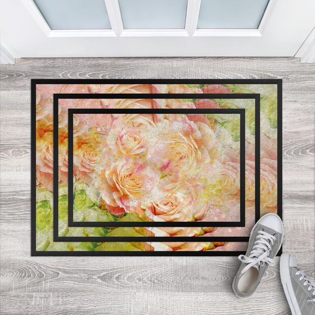 Tapetes de entrada flores Watercolour Pastel Rose