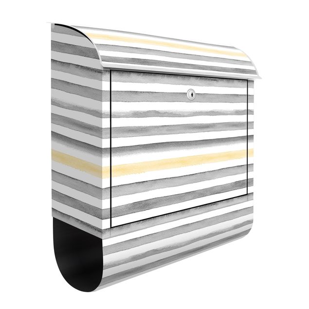 caixa de correio cinza Yellow And Grey Watercolour Stripes