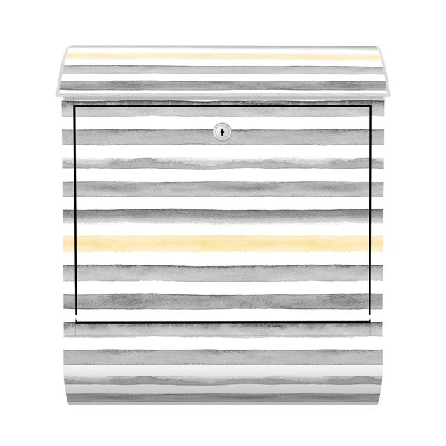 Caixas de correio em amarelo Yellow And Grey Watercolour Stripes