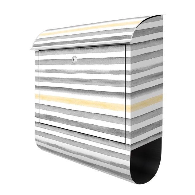 caixa de correio para muro Yellow And Grey Watercolour Stripes