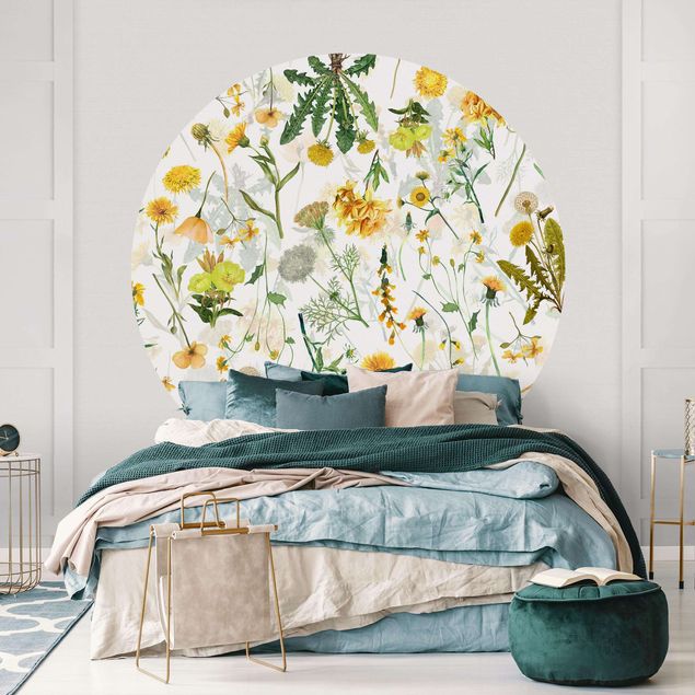 papel parede vintage Yellow Wild Flowers