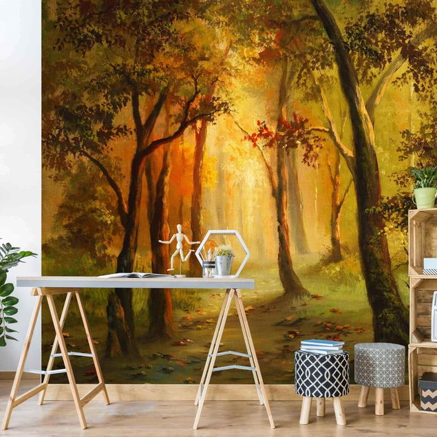 papel de parede moderno Painting Of A Forest Clearing