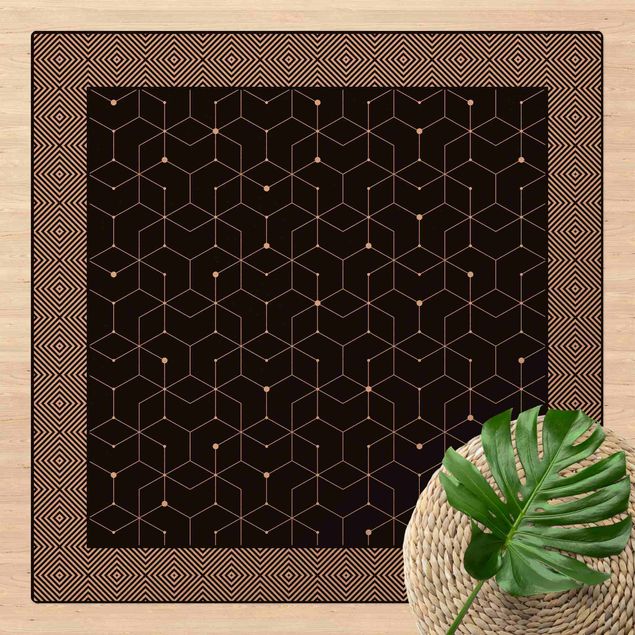tapete para sala moderno Geometrical Tiles Dotted Lines Black With Border