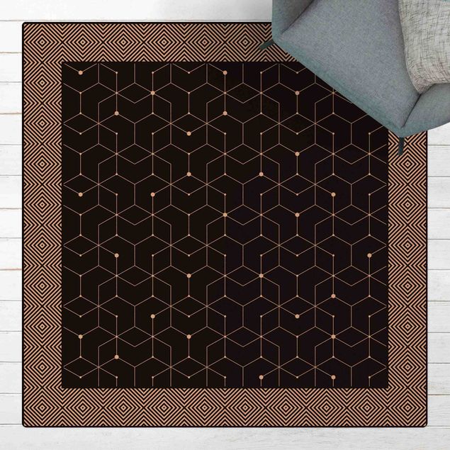 decoraçao cozinha Geometrical Tiles Dotted Lines Black With Border