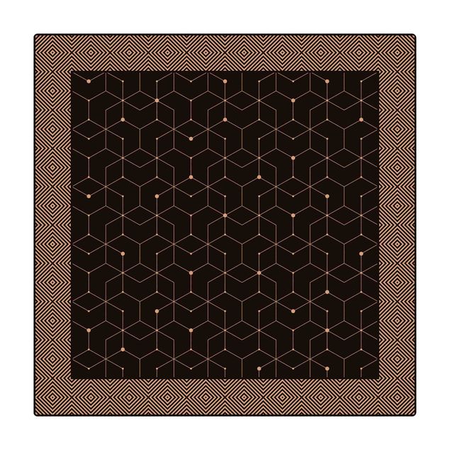 Tapete de cortiça Geometrical Tiles Dotted Lines Black With Border