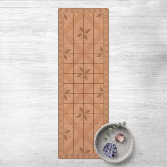 decoraçao para parede de cozinha Geometrical Tiles Rhombic Flower Sand With Narrow Border