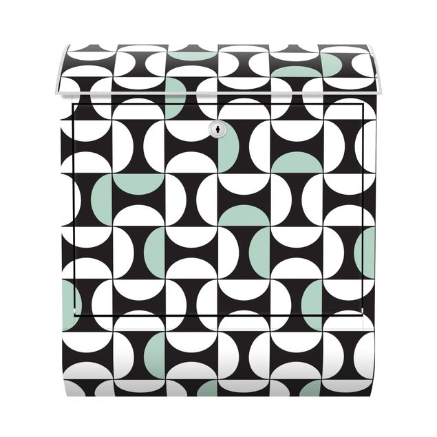caixa correio verde Geometrical Tile Arches Mint Green With Border