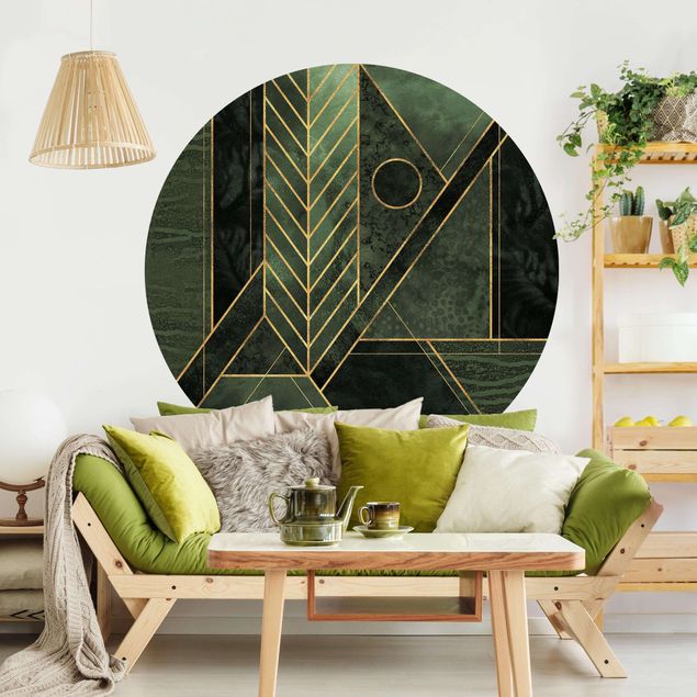 decoraçao para parede de cozinha Geometric Shapes Emerald Gold
