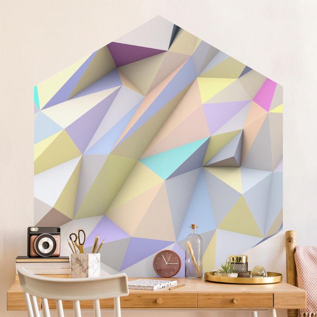 decoração para quartos infantis Geometrical Pastel Triangles In 3D