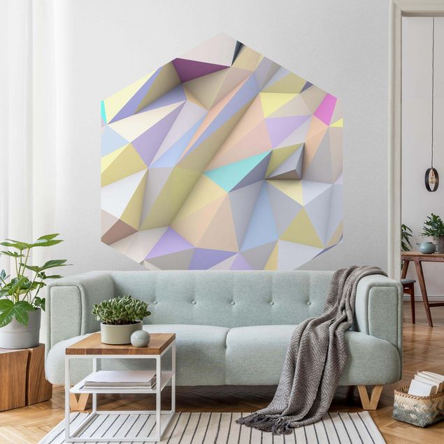 papel de paredes 3d Geometrical Pastel Triangles In 3D