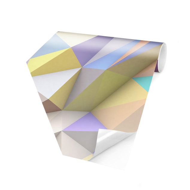 papel de parede moderno para sala Geometrical Pastel Triangles In 3D