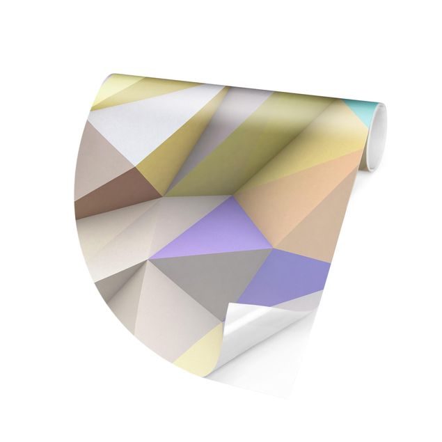 Papel de parede 3D Geometric Pastel Triangles In 3D