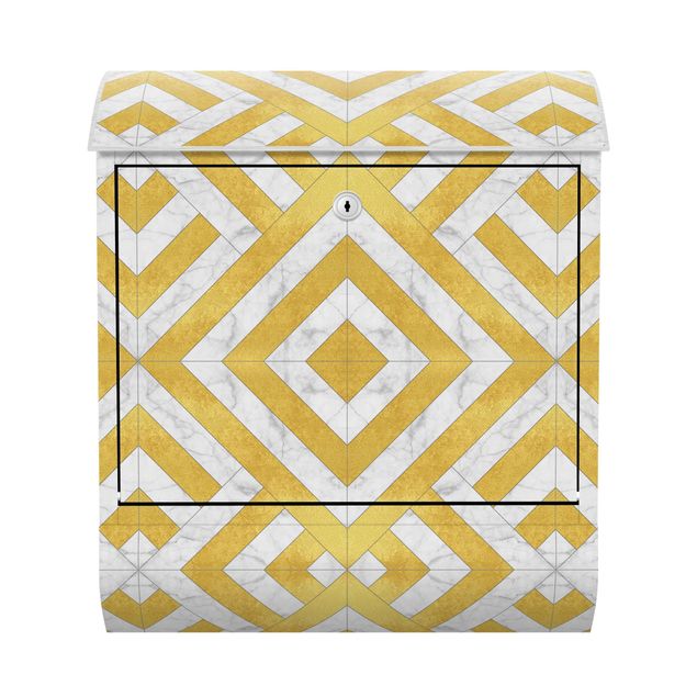 Caixas de correio Geometrical Tile Mix Art Deco Gold Marble