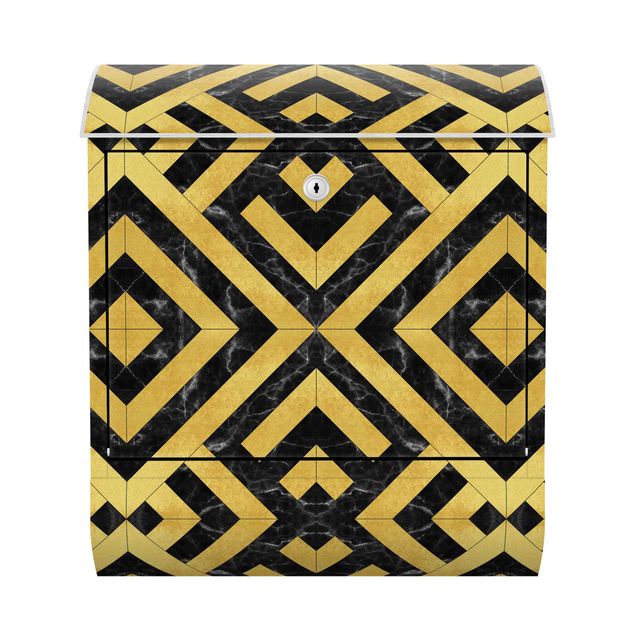 caixas de correio Geometrical Tile Mix Art Deco Gold Black Marble