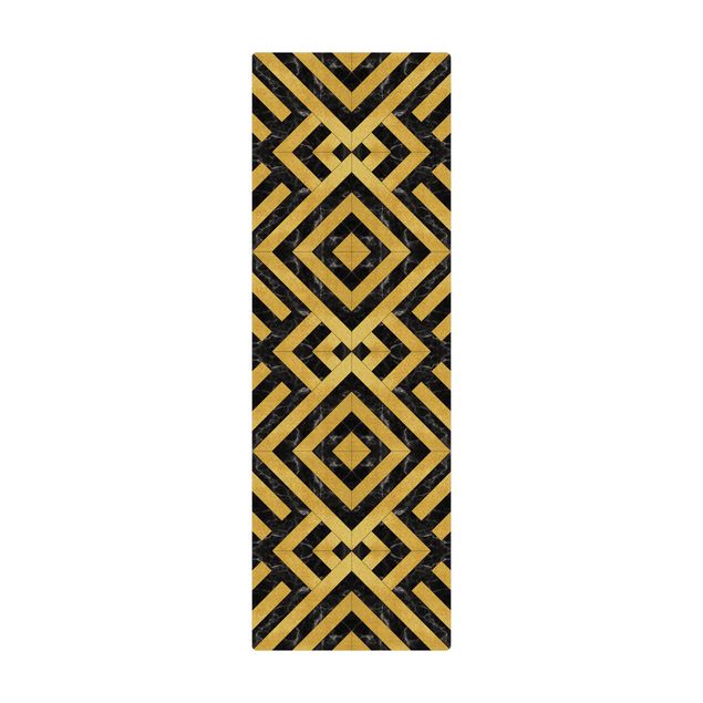 Tapete pequeno Geometrical Tile Mix Art Deco Gold Black Marble