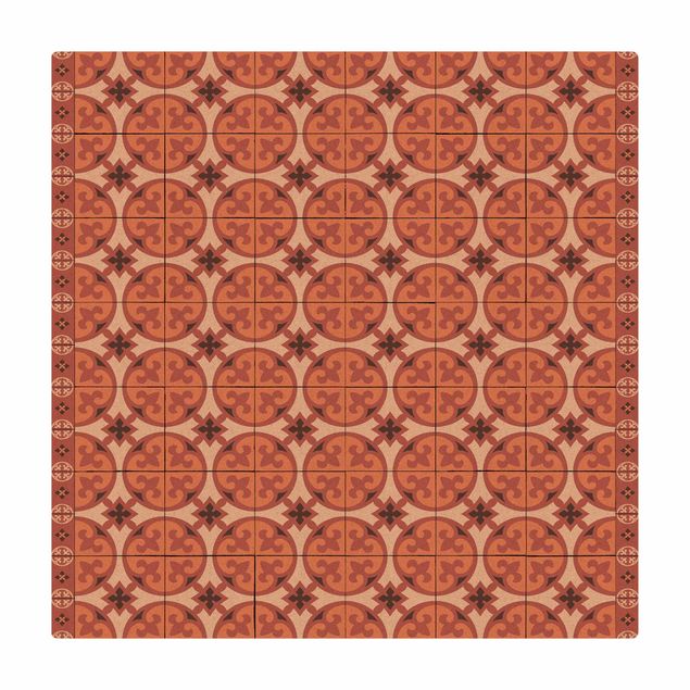 Tapete de cortiça Geometrical Tile Mix Circles Orange