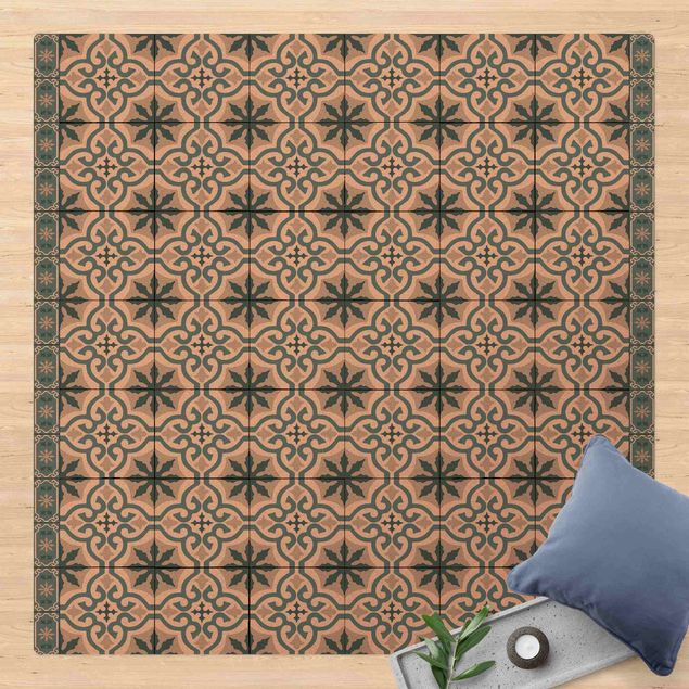 Tapetes modernos Geometrical Tile Mix Cross Blue Grey