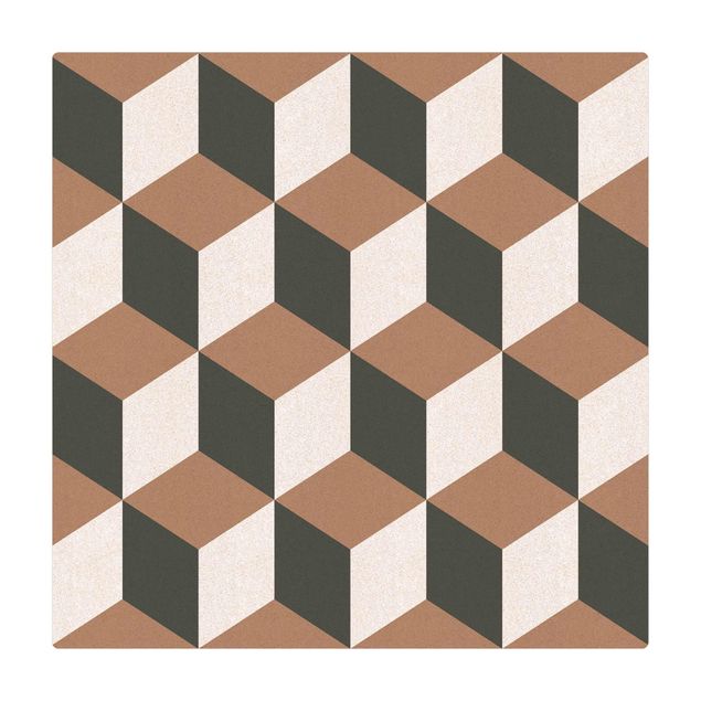 Tapete de cortiça Geometrical Tile Mix Cubes Blue Grey