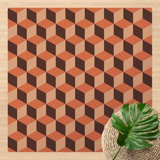 decoraçoes cozinha Geometrical Tile Mix Cubes Orange