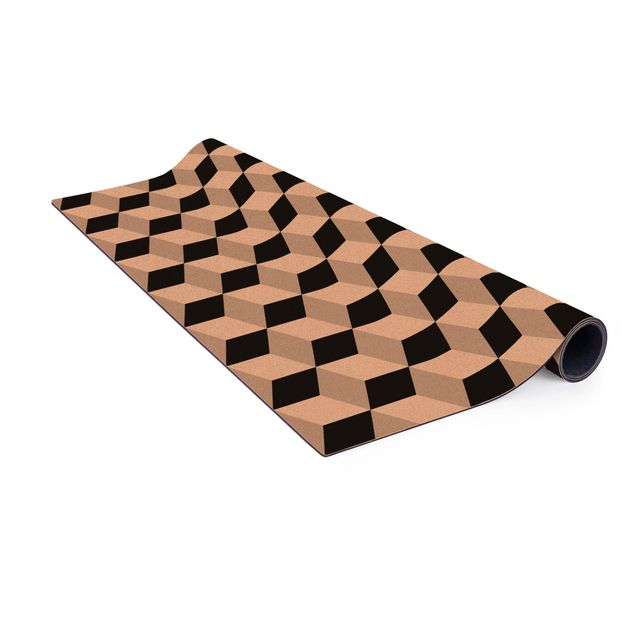 tapete para mesa de jantar Geometrical Tile Mix Cubes Black