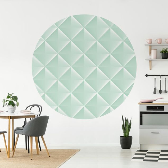 decoraçao para parede de cozinha Geometric 3D Diamond Pattern In Mint