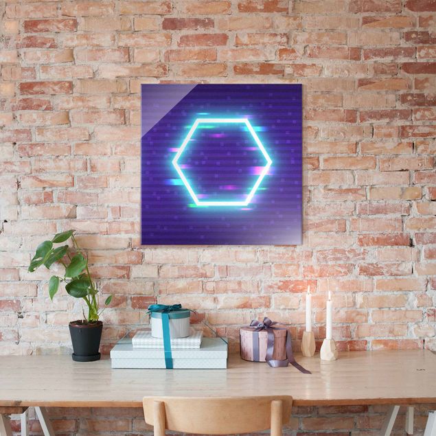 Quadros em lilás Geometrical Hexagon In Neon Colours