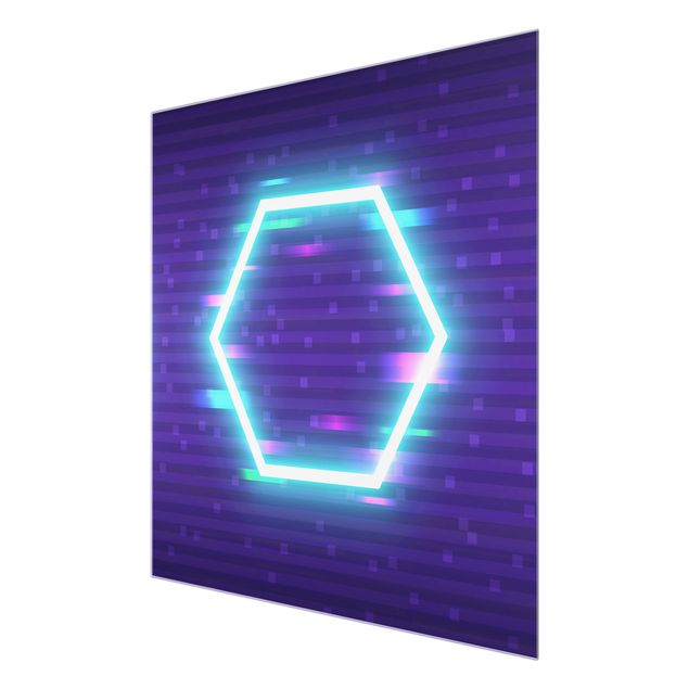Quadros em vidro Geometrical Hexagon In Neon Colours