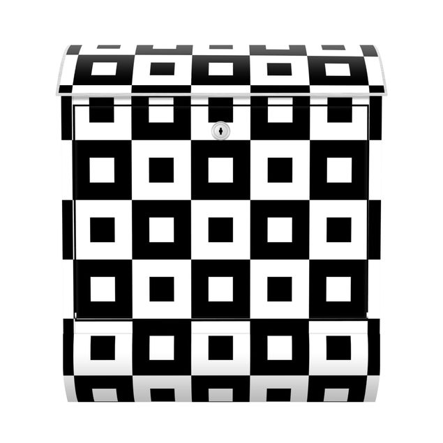 Caixas de correio em preto Geometrical Pattern Of Black And White Squares,
