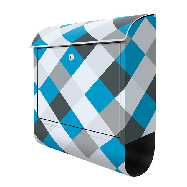 caixas de correio Geometrical Pattern Rotated Chessboard Blue